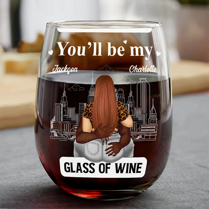 Couple Shot Of Whiskey & Glass Of Wine - Personalized Combo Wine & Whiskey Glass
