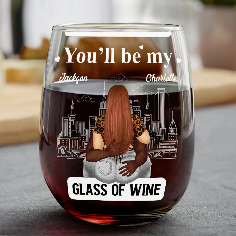 Couple Shot Of Whiskey & Glass Of Wine - Personalized Combo Wine & Whiskey Glass