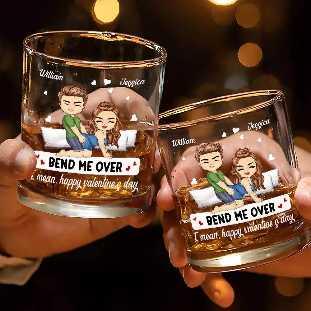 Couple Bend Me Over I Love You - Personalized Whiskey Glass