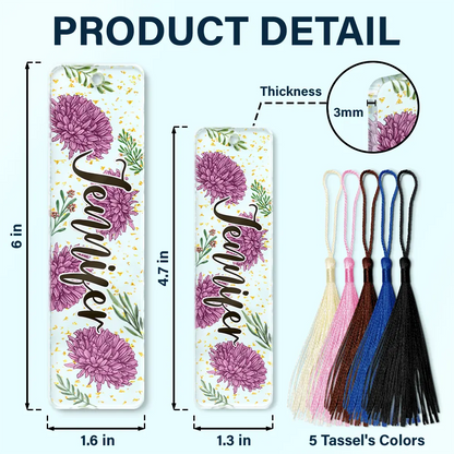 Birth Month Flower & Name - Personalized Acrylic Bookmark