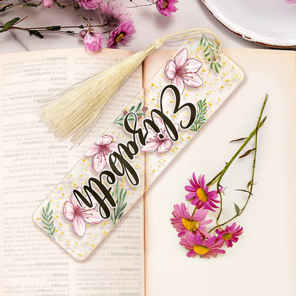 Birth Month Flower & Name - Personalized Acrylic Bookmark