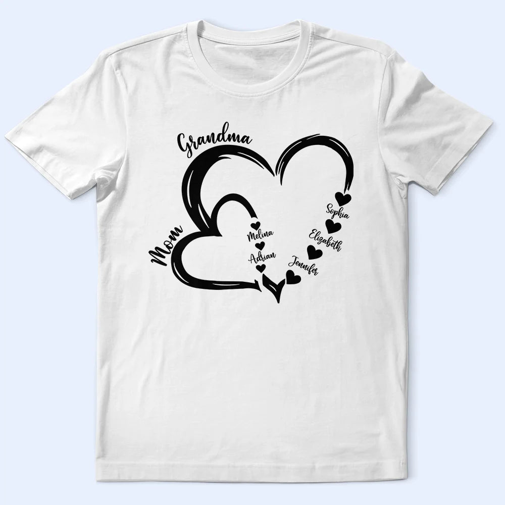 Gift For Mother,Happy,Gift For Grandma,Grandma, Grandkids - Grandma Mom Little Hearts - Personalized T Shirt
