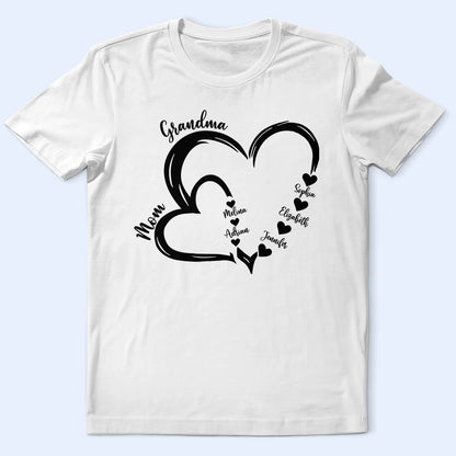Gift For Mother,Happy,Gift For Grandma,Grandma, Grandkids - Grandma Mom Little Hearts - Personalized T Shirt
