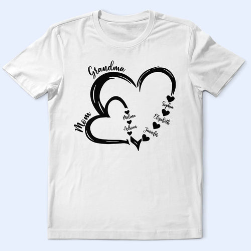 Gift For Mother,Happy,Gift For Grandma,Grandma, Grandkids - Grandma Mom Little Hearts - Personalized T Shirt
