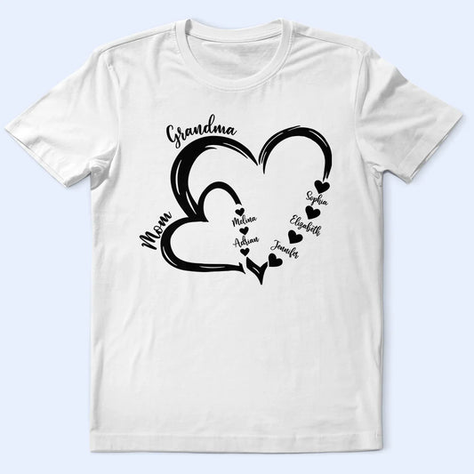 Gift For Mother,Happy,Gift For Grandma,Grandma, Grandkids - Grandma Mom Little Hearts - Personalized T Shirt

