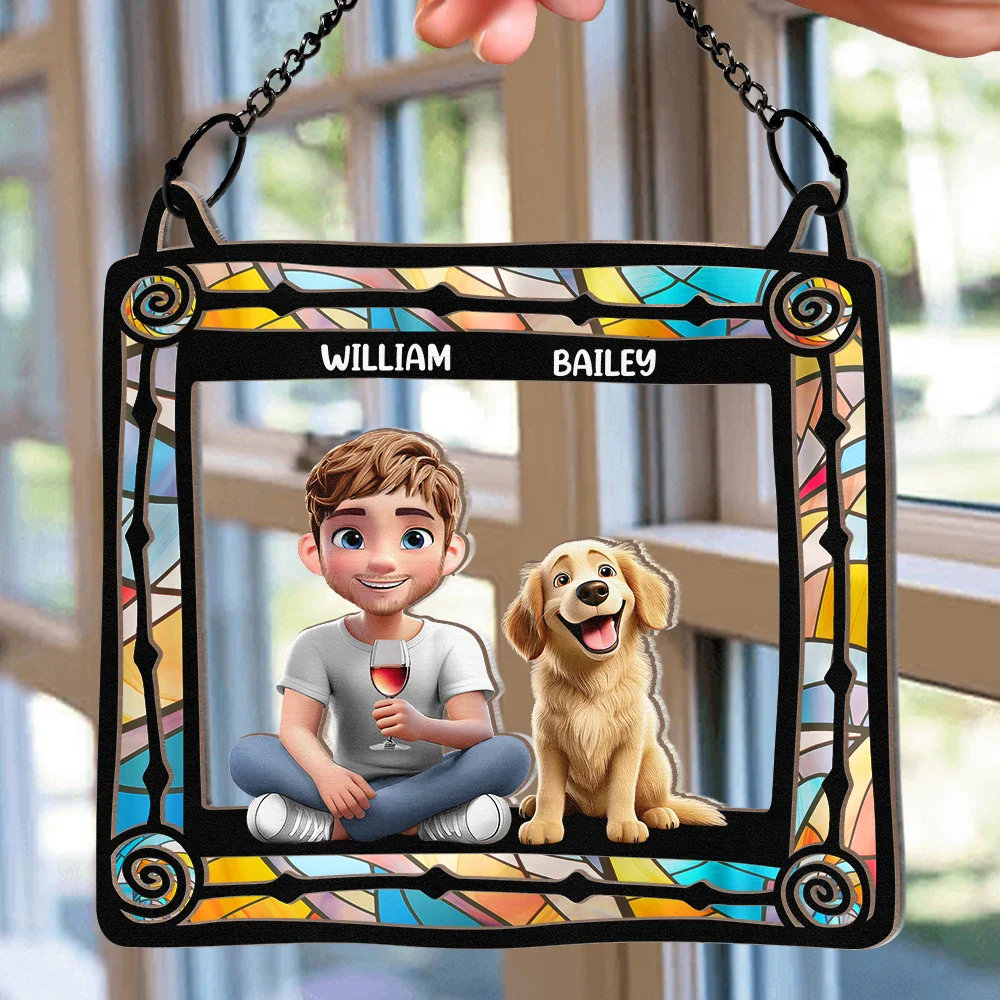 Dog Mom Dog Dad - Personalized Window Hanging Suncatcher Ornament
