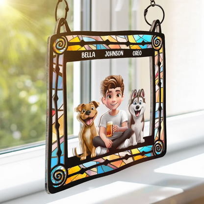 Dog Mom Dog Dad - Personalized Window Hanging Suncatcher Ornament
