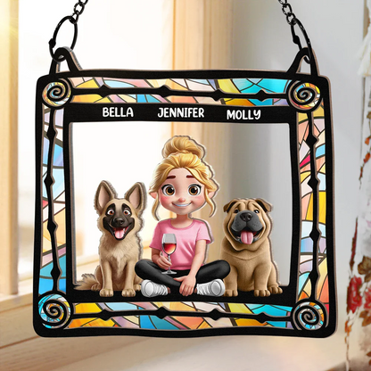 Dog Mom Dog Dad - Personalized Window Hanging Suncatcher Ornament