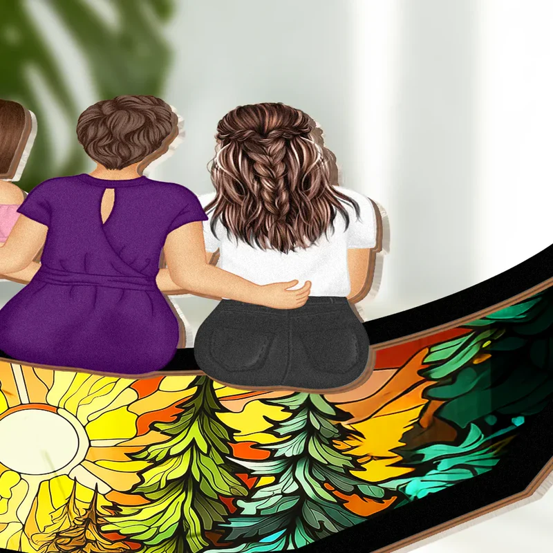 Grandma Mom And Children Sitting On The Moon - Personalized Plug-in Night Light