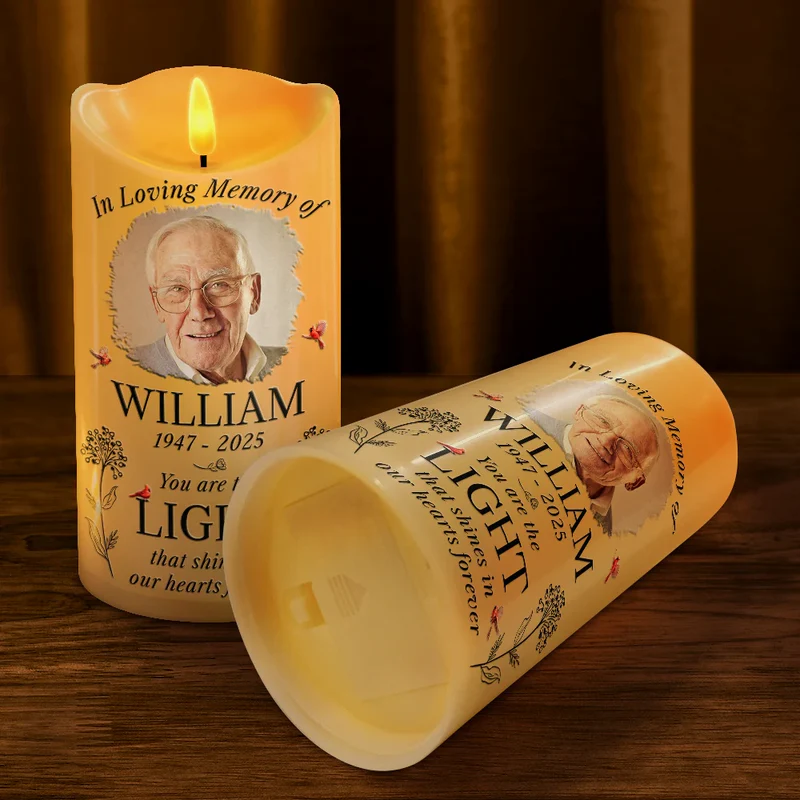 Custom Photo You Are The Light That Shines Our Heart Forever Memorial - Personalized Flameless LED Candle