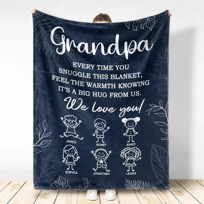 Grandpa Grandma Every Time You Snuggle This Blanket - Personalized Fleece Blanket