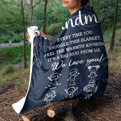 Grandpa Grandma Every Time You Snuggle This Blanket - Personalized Fleece Blanket