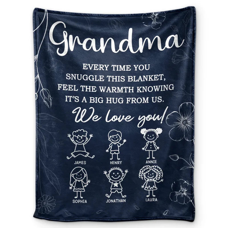 Grandpa Grandma Every Time You Snuggle This Blanket - Personalized Fleece Blanket