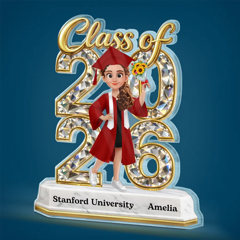 Congrats Grad Woman Man Crystal Effect - Personalized Custom Shaped Acrylic Plaque