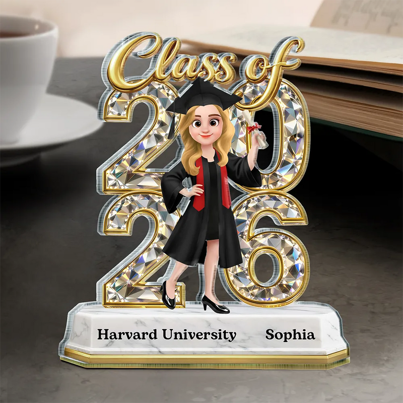 Congrats Grad Woman Man Crystal Effect - Personalized Custom Shaped Acrylic Plaque