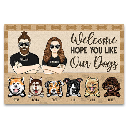 Dog Lover Welcome Hope You Like Our Dogs - Personalized Custom Doormat