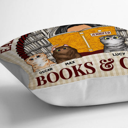 Distracted By Books & Cats - Gift For Book & Cat Lover - Personalized Custom Pillow