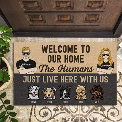 Dog Lover Couple Welcome To Our Home - Personalized Custom Doormat