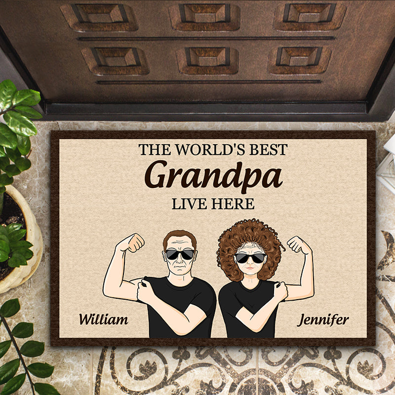 Old Couple The World's Best Grandparents - Gift For Grandparent - Personalized Custom Doormat
