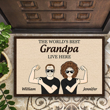 Old Couple The World's Best Grandparents - Gift For Grandparent - Personalized Custom Doormat
