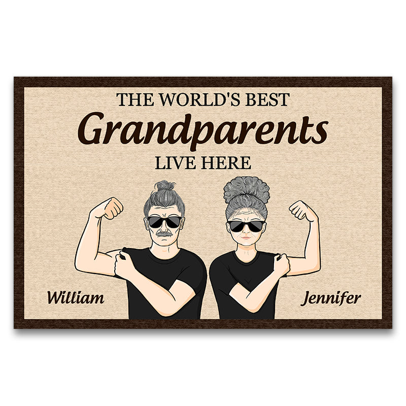 Old Couple The World's Best Grandparents - Gift For Grandparent - Personalized Custom Doormat