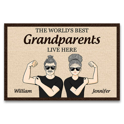 Old Couple The World's Best Grandparents - Gift For Grandparent - Personalized Custom Doormat
