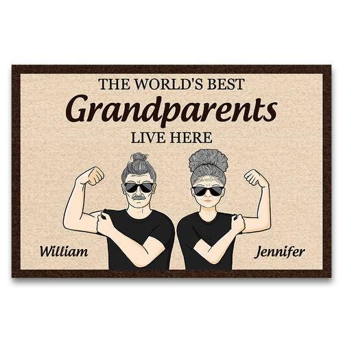 Old Couple The World's Best Grandparents - Gift For Grandparent - Personalized Custom Doormat