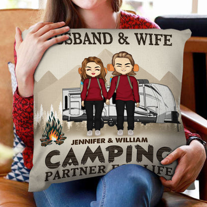 Camping Couple Partner For Life - Gift For Couple - Personalized Custom Pillow