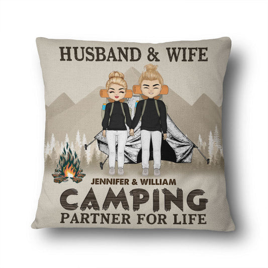 Camping Couple Partner For Life - Gift For Couple - Personalized Custom Pillow