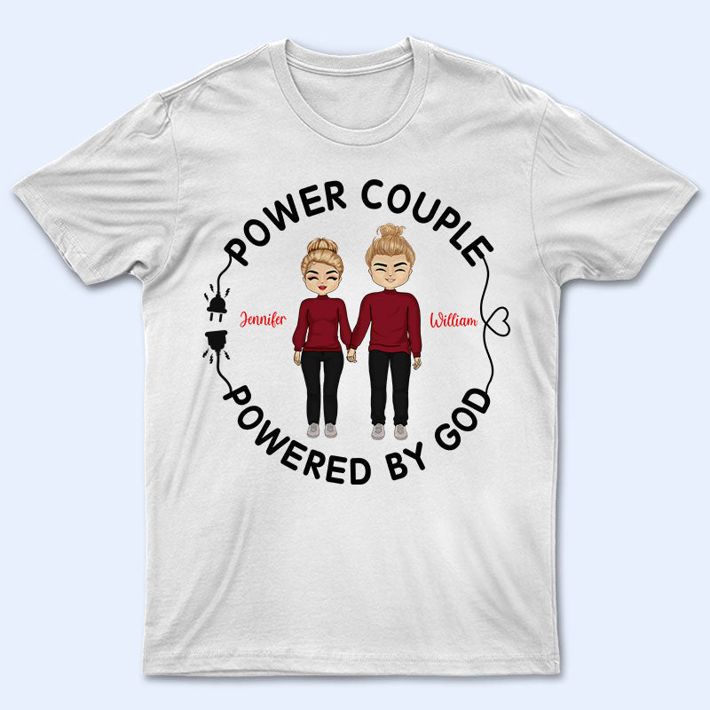 Chibi Couple Powered By God - Personalized Custom T Shirt