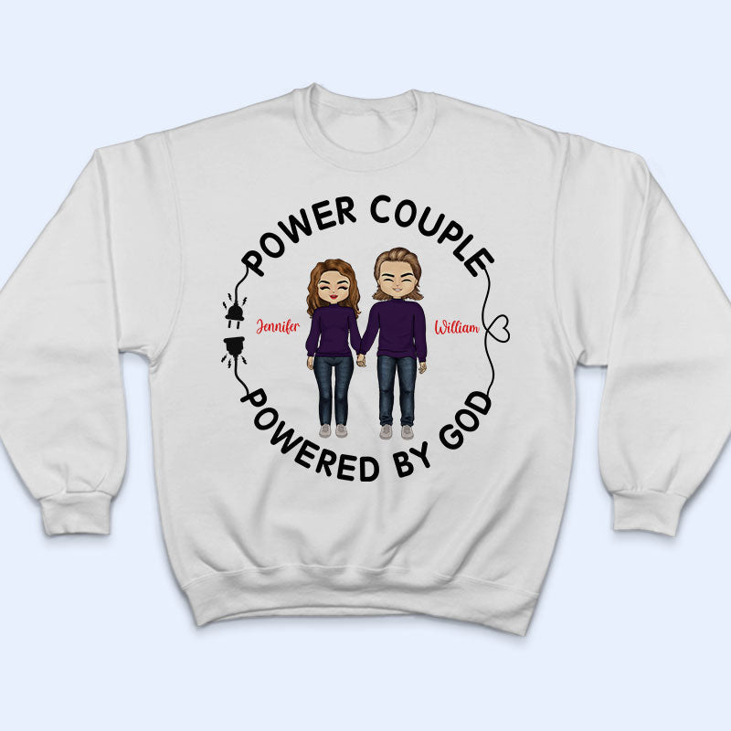 Chibi Couple Powered By God - Personalized Custom T Shirt