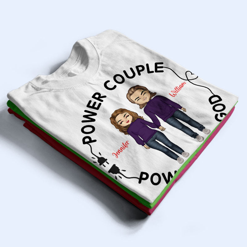 Chibi Couple Powered By God - Personalized Custom T Shirt