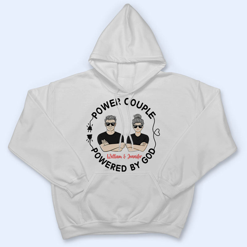 Family Couple Powered By God - Gift For Couple - Personalized Custom T Shirt