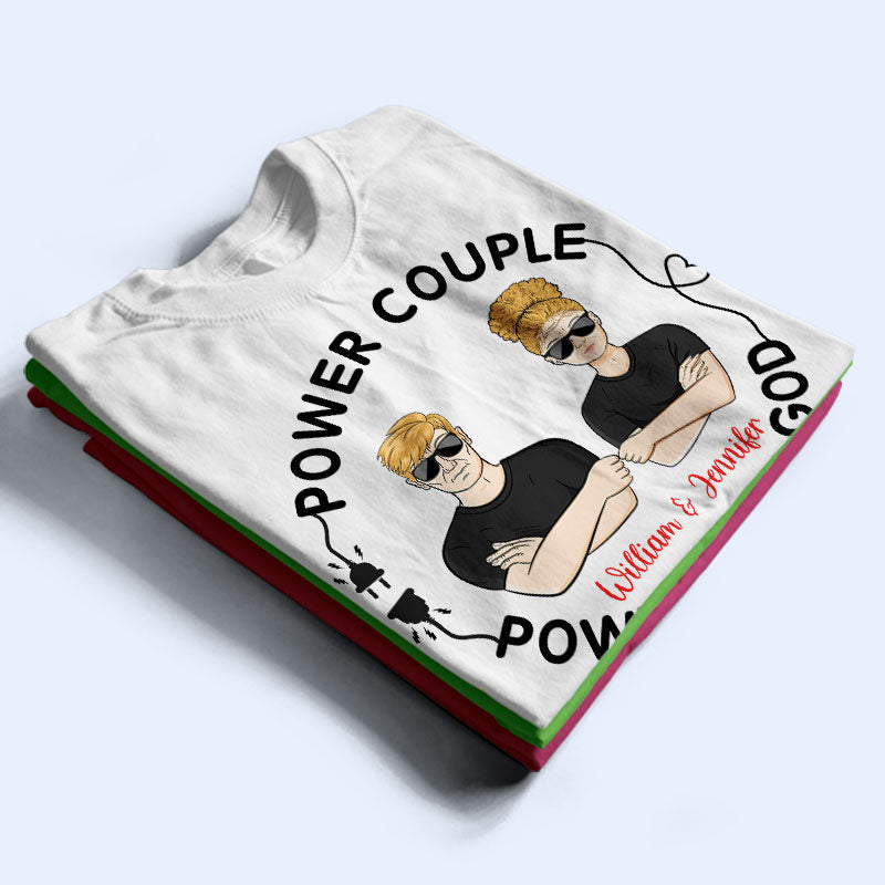Family Couple Powered By God - Gift For Couple - Personalized Custom T Shirt