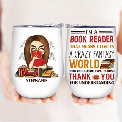 Chibi Girl I'm A Book Reader - Book Lovers Gift - Personalized Custom Wine Tumbler