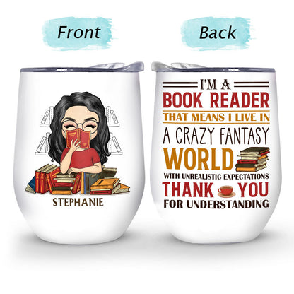 Chibi Girl I'm A Book Reader - Book Lovers Gift - Personalized Custom Wine Tumbler