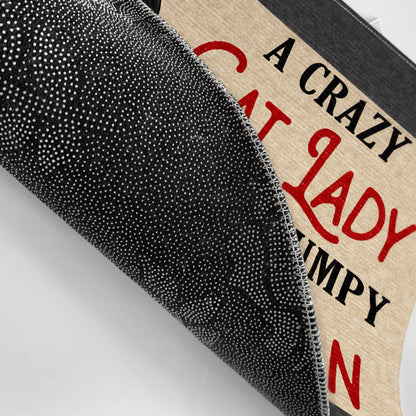 Chibi Couple Crazy Cat Lady And A Grumpy Old Man - Couple Gift - Personalized Custom Doormat