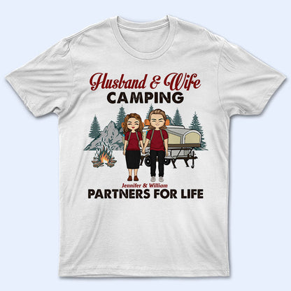 Chibi Couple Camping Partners For Life - Couple Gift - Personalized Custom T Shirt