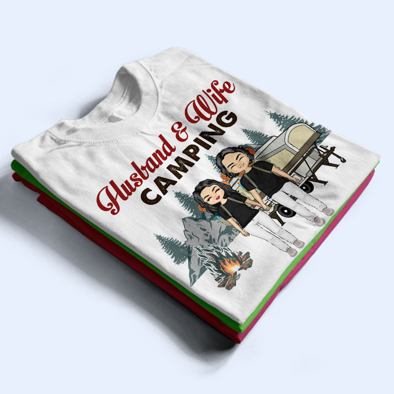 Chibi Couple Camping Partners For Life - Couple Gift - Personalized Custom T Shirt