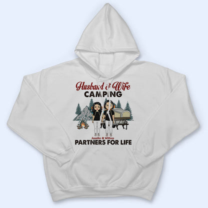 Chibi Couple Camping Partners For Life - Couple Gift - Personalized Custom T Shirt