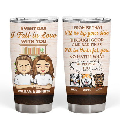 Everyday I Fall In Love With You Husband Wife Couple - Dog Lovers Gifts - Personalized Custom Tumbler