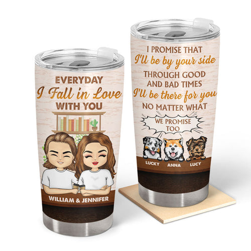 Everyday I Fall In Love With You Husband Wife Couple - Dog Lovers Gifts - Personalized Custom Tumbler