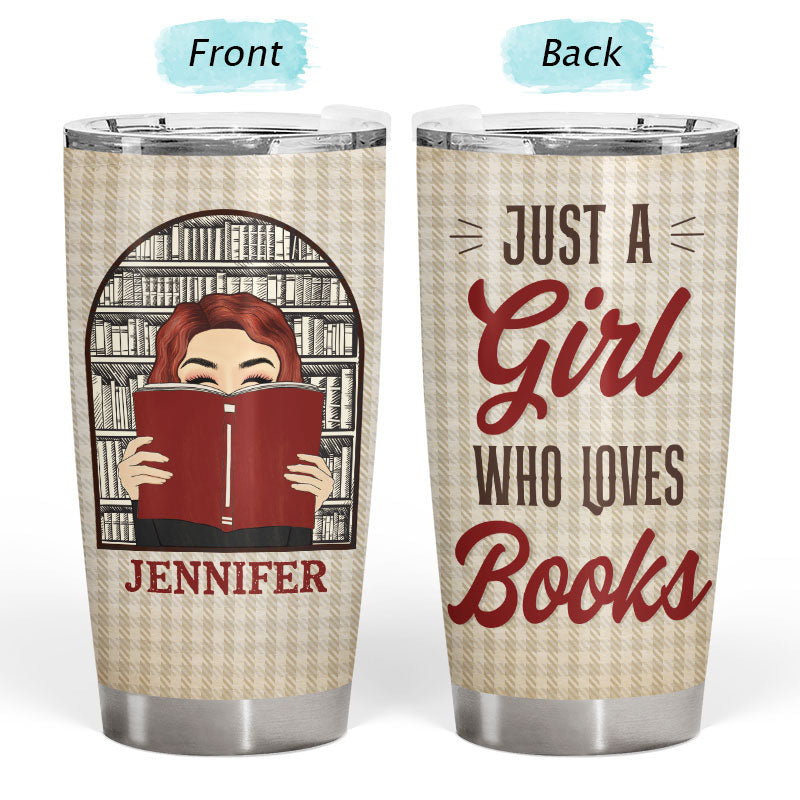 Chibi Girl Who Loves Books - Gift For Reading Lover - Personalized Custom Tumbler