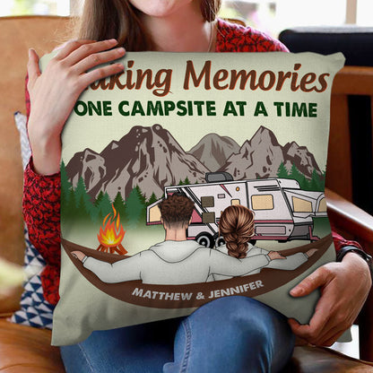 Husband & Wife Camping Partners For Life - Gift For Couples - Personalized Custom Pillow