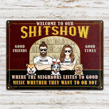 Couple Where The Neighbors Listen To Good Music - Dog Lovers Gifts - Personalized Custom Classic Metal Signs