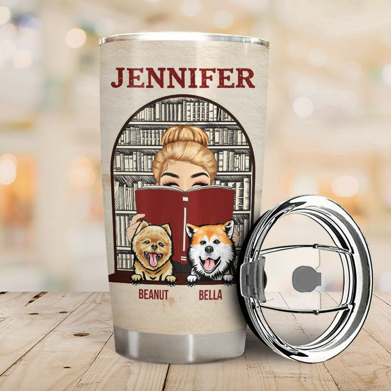 Just A Girl Who Loves Books & Dogs - Reading And Dog Lovers Gift - Personalized Custom Tumbler