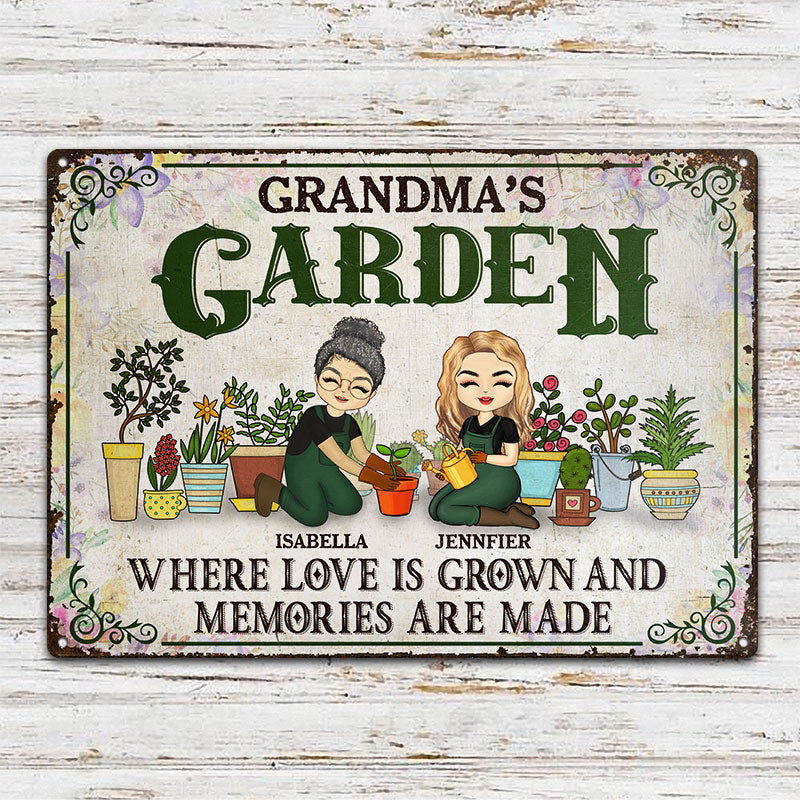 Gardening Where Love Is Grown - Gift For Grandma, Mom, Auntie - Personalized Custom Classic Metal Signs
