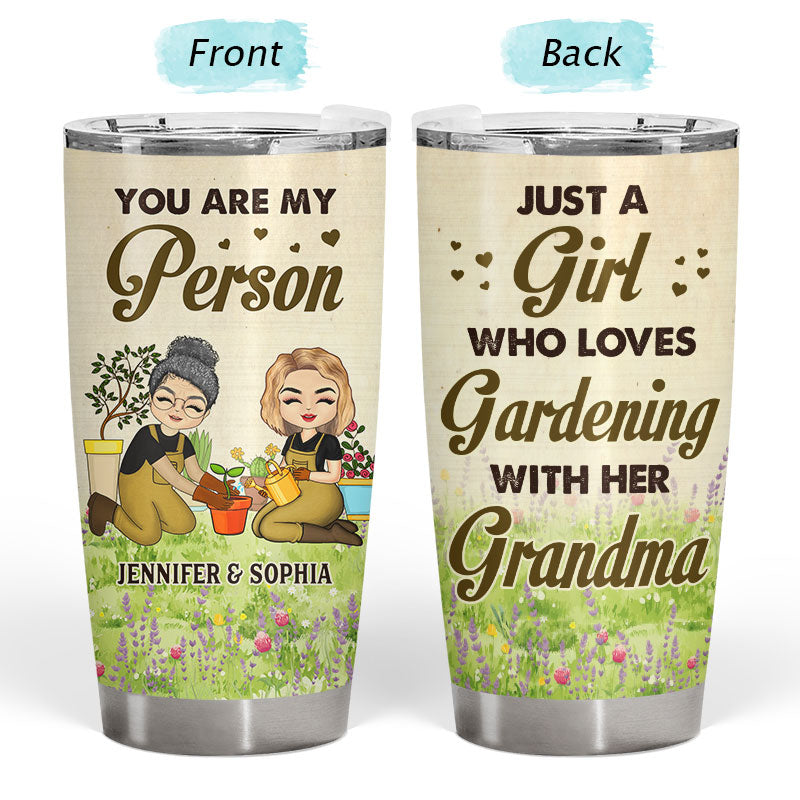 A Girl Who Loves Gardening With Her Grandma Mother Auntie - Gift For Family - Personalized Custom Tumbler