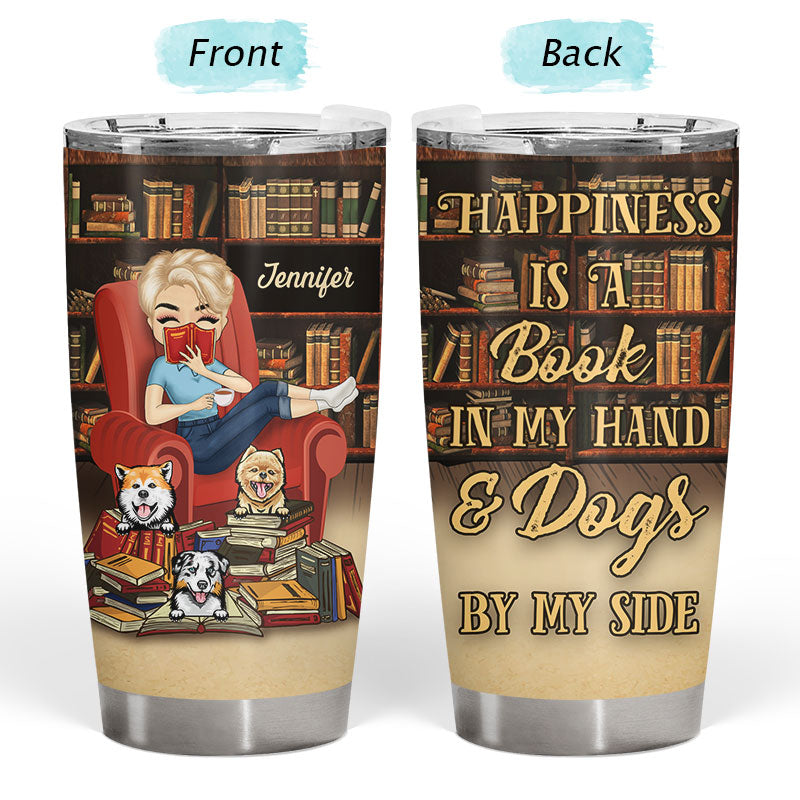 Chibi Girl A Book In My Hand & Dogs By My Side - Personalized Custom Tumbler