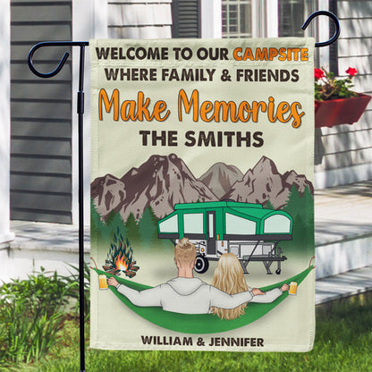 Camping Making Memories Husband And Wife - Gift For Couple - Personalized Custom Flag